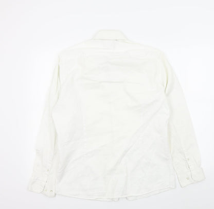 Mens UK Size 16.5 Ceader wood state White  Button-Up Long Sleeve Casual Shirt