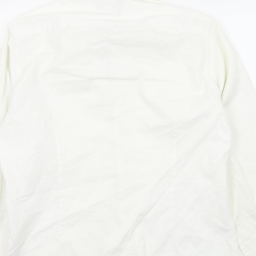 Mens UK Size 16.5 Ceader wood state White  Button-Up Long Sleeve Casual Shirt