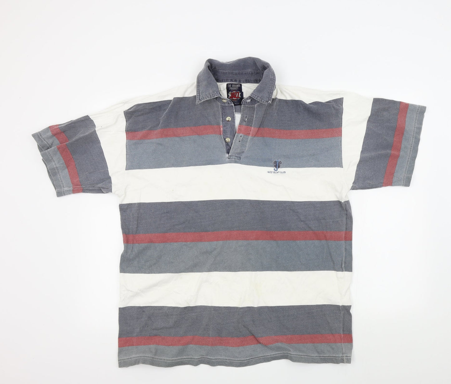 jazz company Mens Grey Striped   Polo Size M