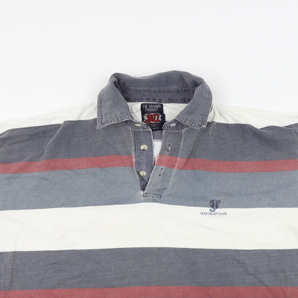 jazz company Mens Grey Striped   Polo Size M
