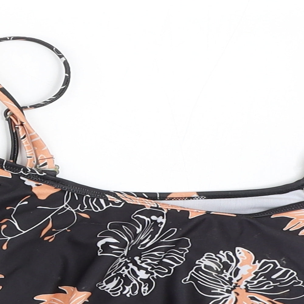 SheIn Womens Black Floral  Cropped Blouse Size S