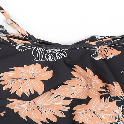 SheIn Womens Black Floral  Cropped Blouse Size S