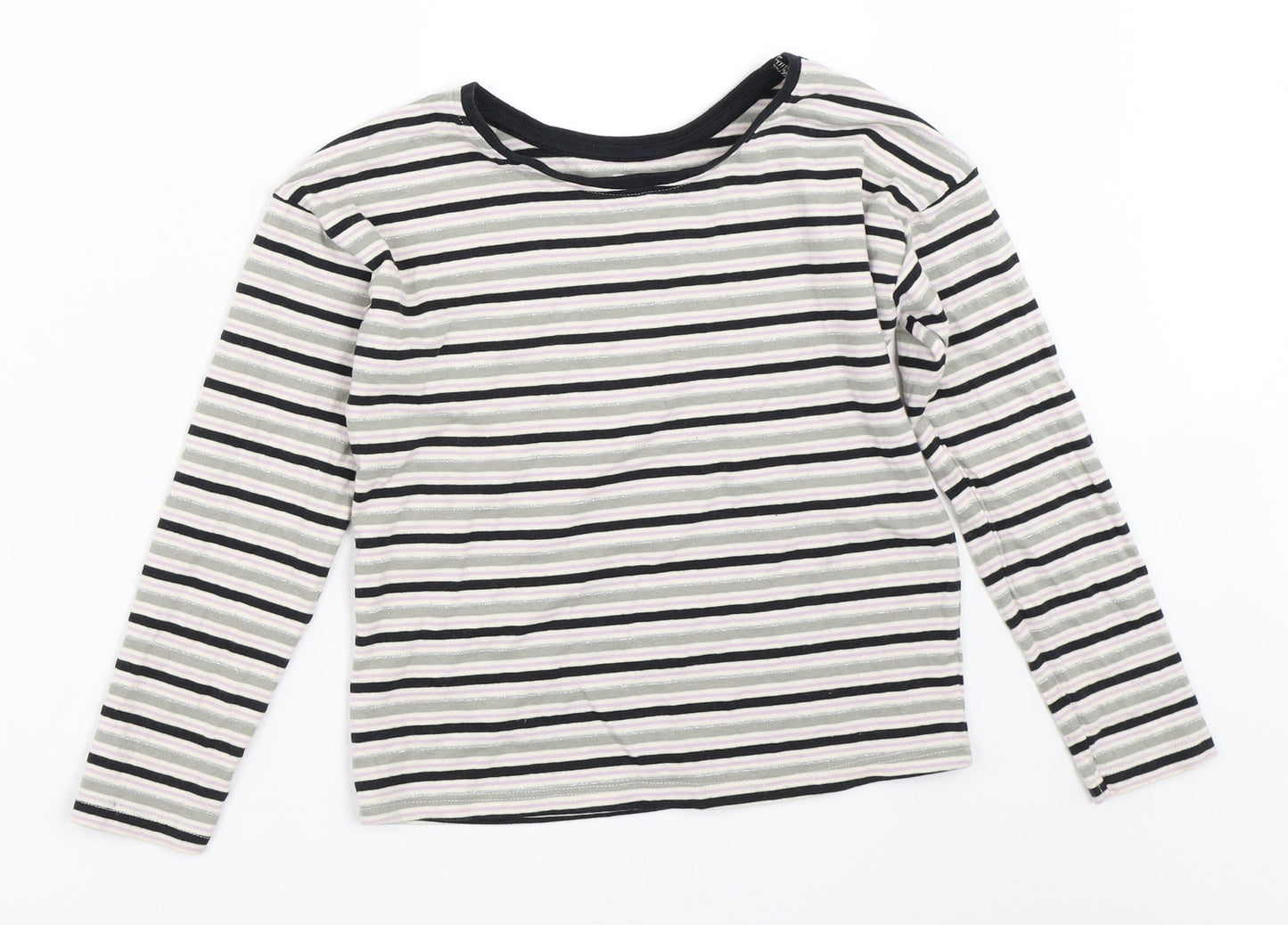 TU Girls Grey Striped  Basic T-Shirt Size 8 Years