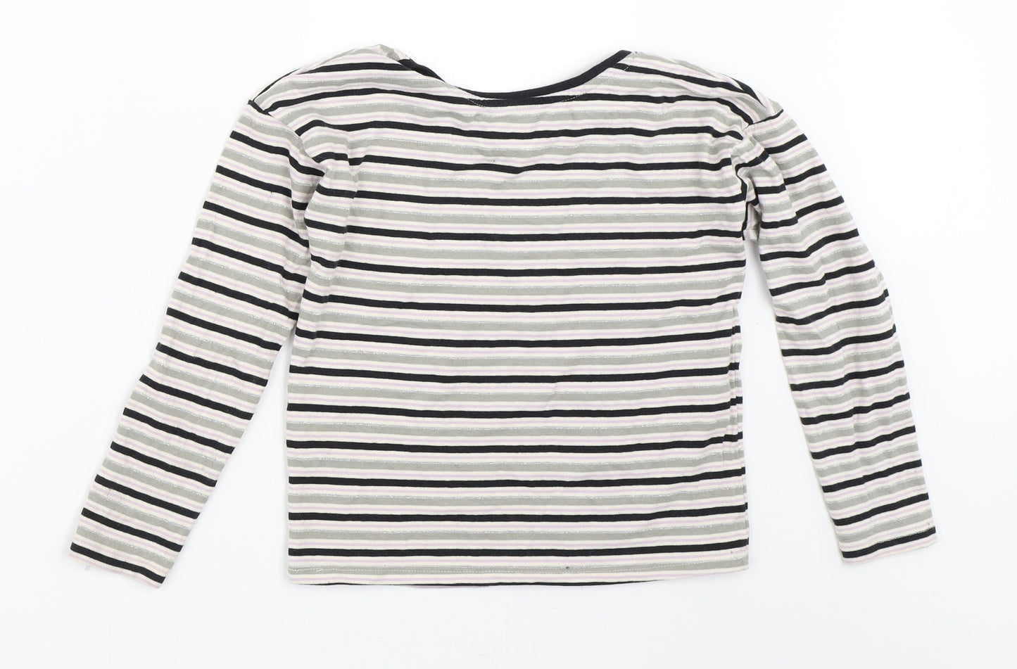 TU Girls Grey Striped  Basic T-Shirt Size 8 Years