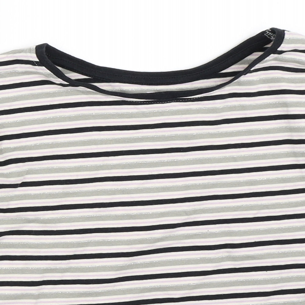 TU Girls Grey Striped  Basic T-Shirt Size 8 Years