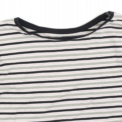 TU Girls Grey Striped  Basic T-Shirt Size 8 Years