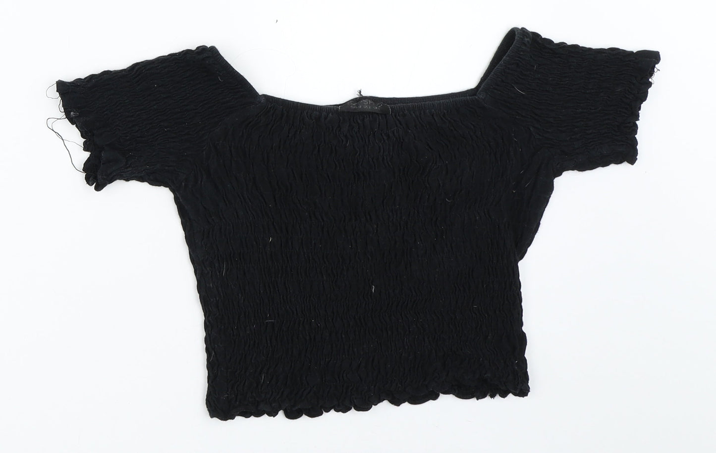 Womens UK Size 6 Topshop Black Cropped Blouse