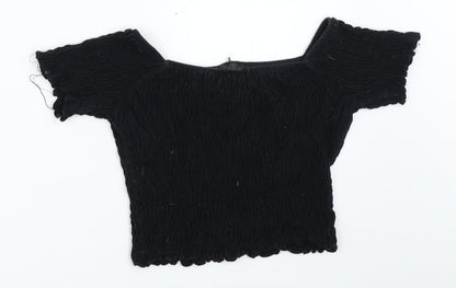 Womens UK Size 6 Topshop Black Cropped Blouse