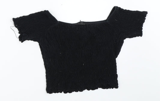 Womens UK Size 6 Topshop Black Cropped Blouse