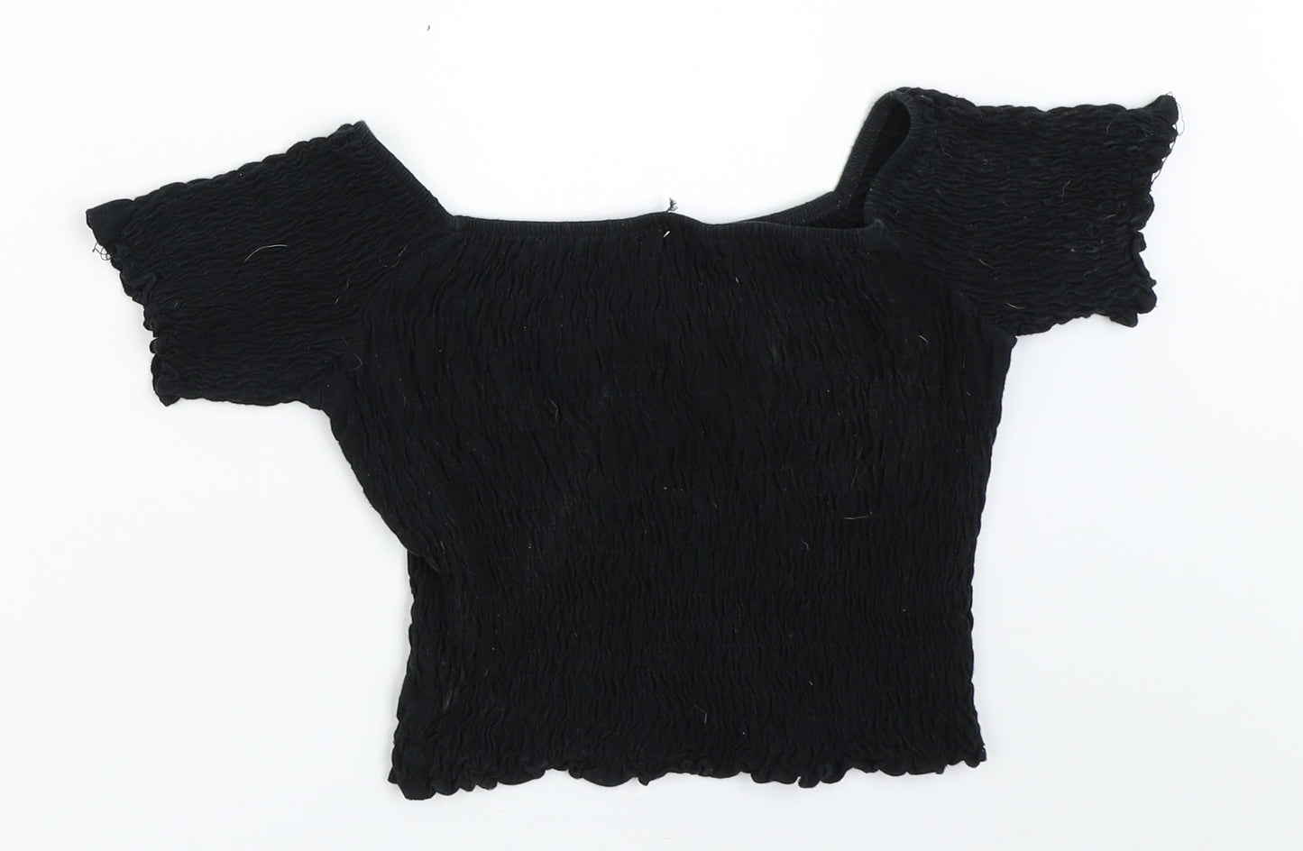 Womens UK Size 6 Topshop Black Cropped Blouse