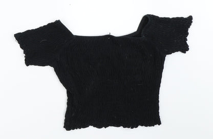Womens UK Size 6 Topshop Black Cropped Blouse