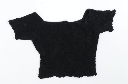 Womens UK Size 6 Topshop Black Cropped Blouse