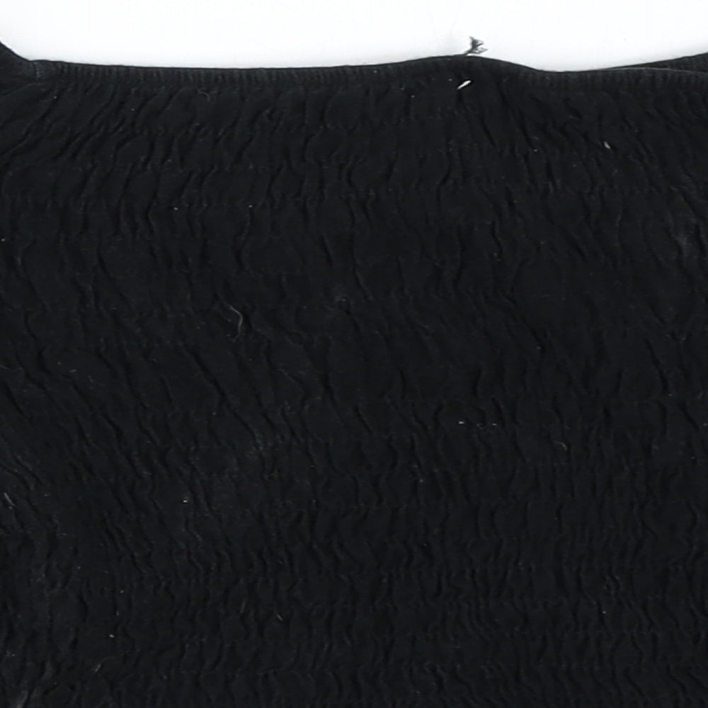 Womens UK Size 6 Topshop Black Cropped Blouse