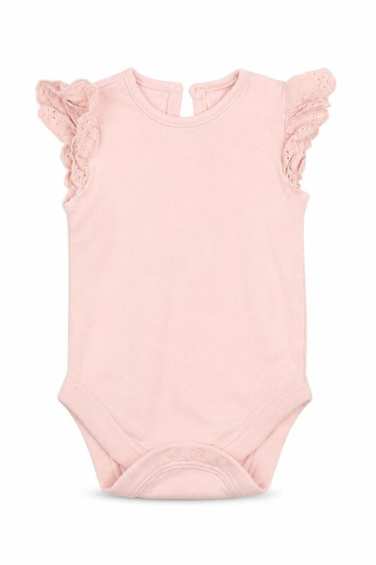 Front view of George girls’ pink babygrow one-piece, size 3-6, months