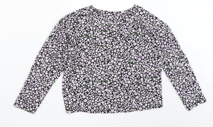 TU Girls Black Floral  Basic T-Shirt Size 8 Years