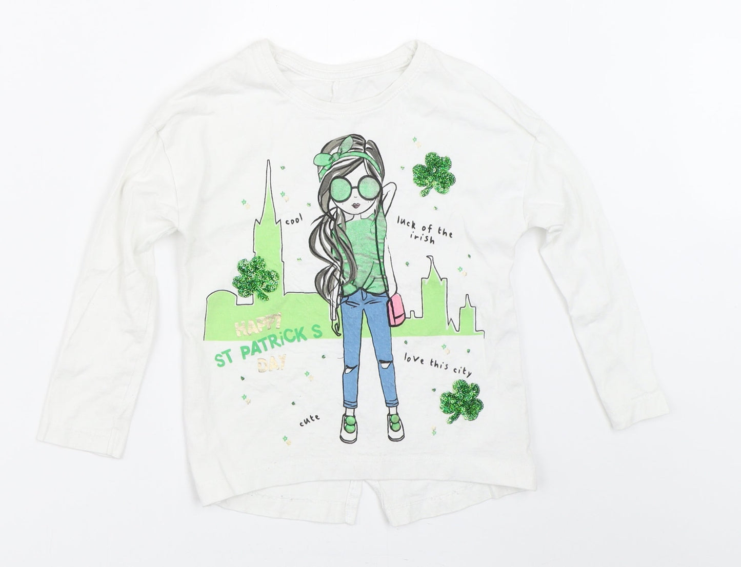 St Bernard Girls White   Basic T-Shirt Size 5 Years  - St Patricks Day