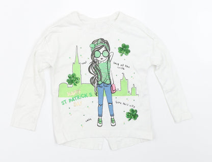 St Bernard Girls White   Basic T-Shirt Size 5 Years  - St Patricks Day