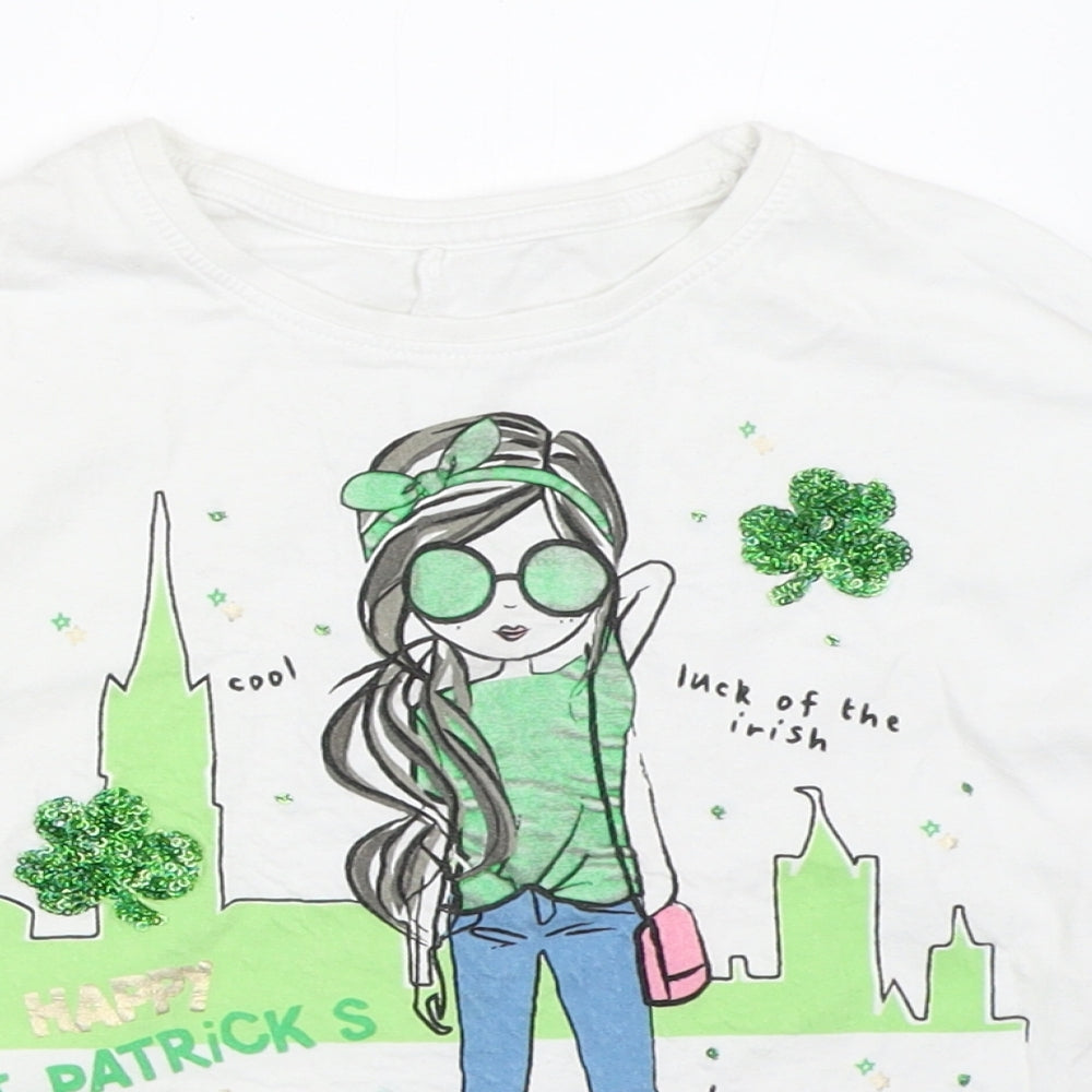 St Bernard Girls White   Basic T-Shirt Size 5 Years  - St Patricks Day