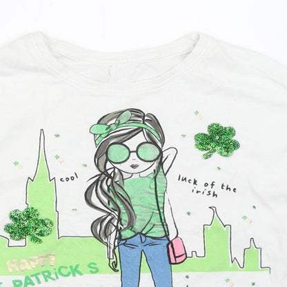 St Bernard Girls White   Basic T-Shirt Size 5 Years  - St Patricks Day