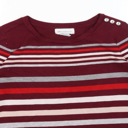 Liz Claiborne Womens Red Striped  Basic T-Shirt Size S