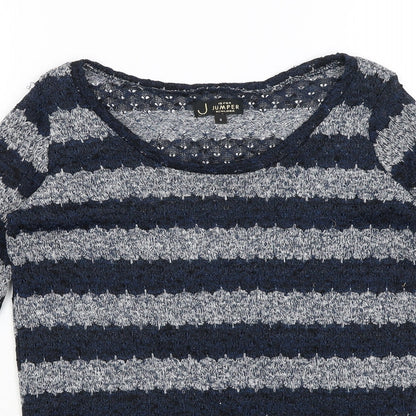 New Look Womens Blue Striped  Pullover Jumper Size 8