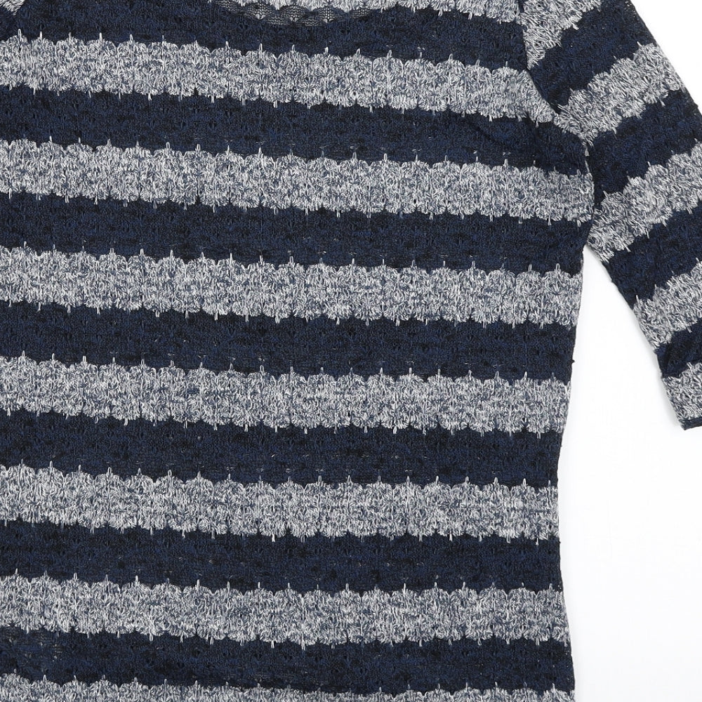 New Look Womens Blue Striped  Pullover Jumper Size 8