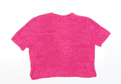 Womens UK Size 12 Savoir Pink Wrap Jumper
