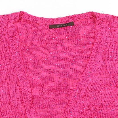 Womens UK Size 12 Savoir Pink Wrap Jumper