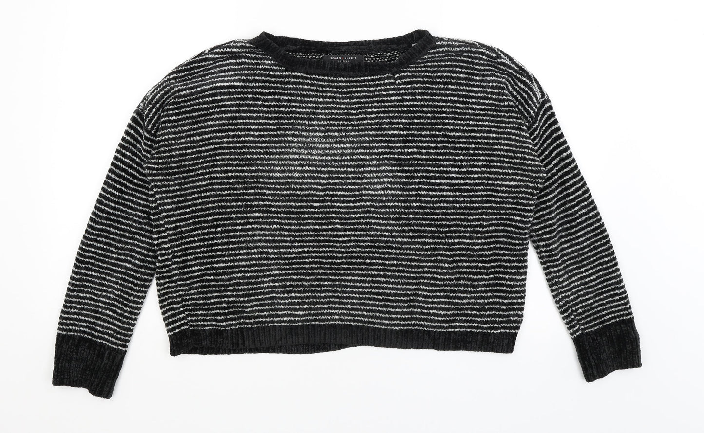 Romeo & Juliet Couture Womens Black Striped  Pullover Jumper Size S