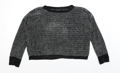 Romeo & Juliet Couture Womens Black Striped  Pullover Jumper Size S
