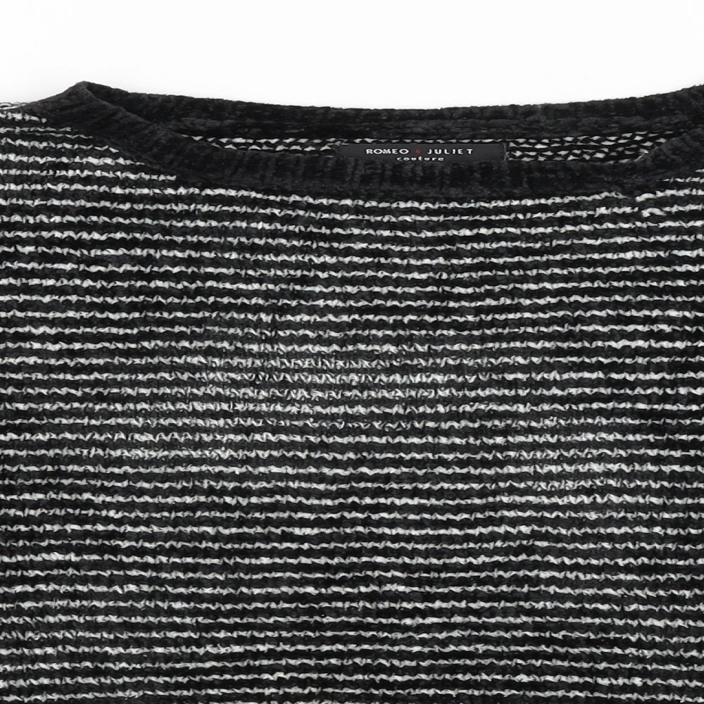 Romeo & Juliet Couture Womens Black Striped  Pullover Jumper Size S
