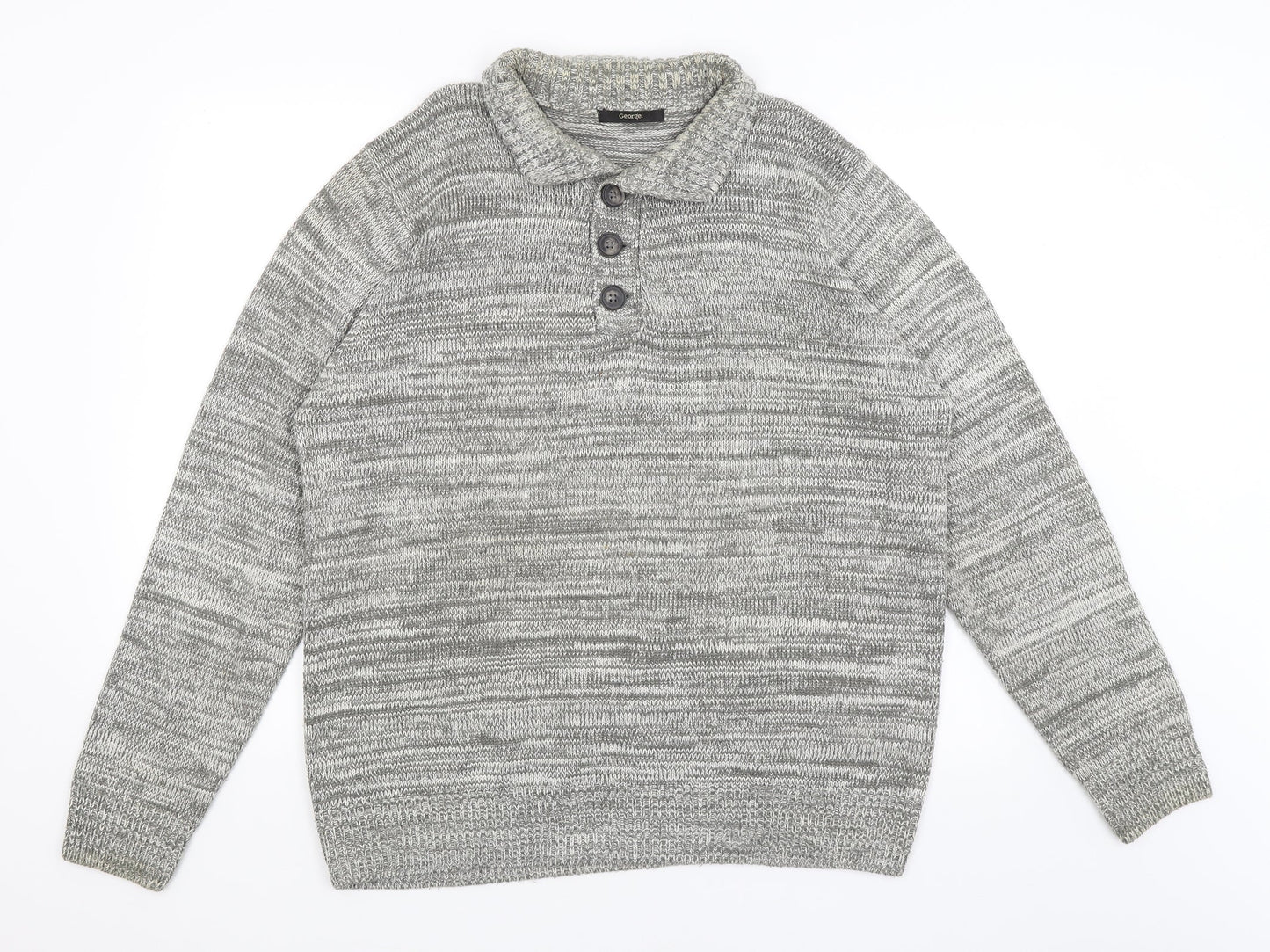 George Mens Grey   Henley Jumper Size L
