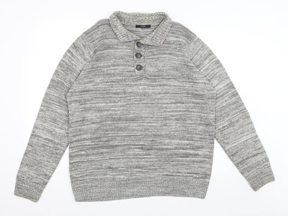 George Mens Grey   Henley Jumper Size L