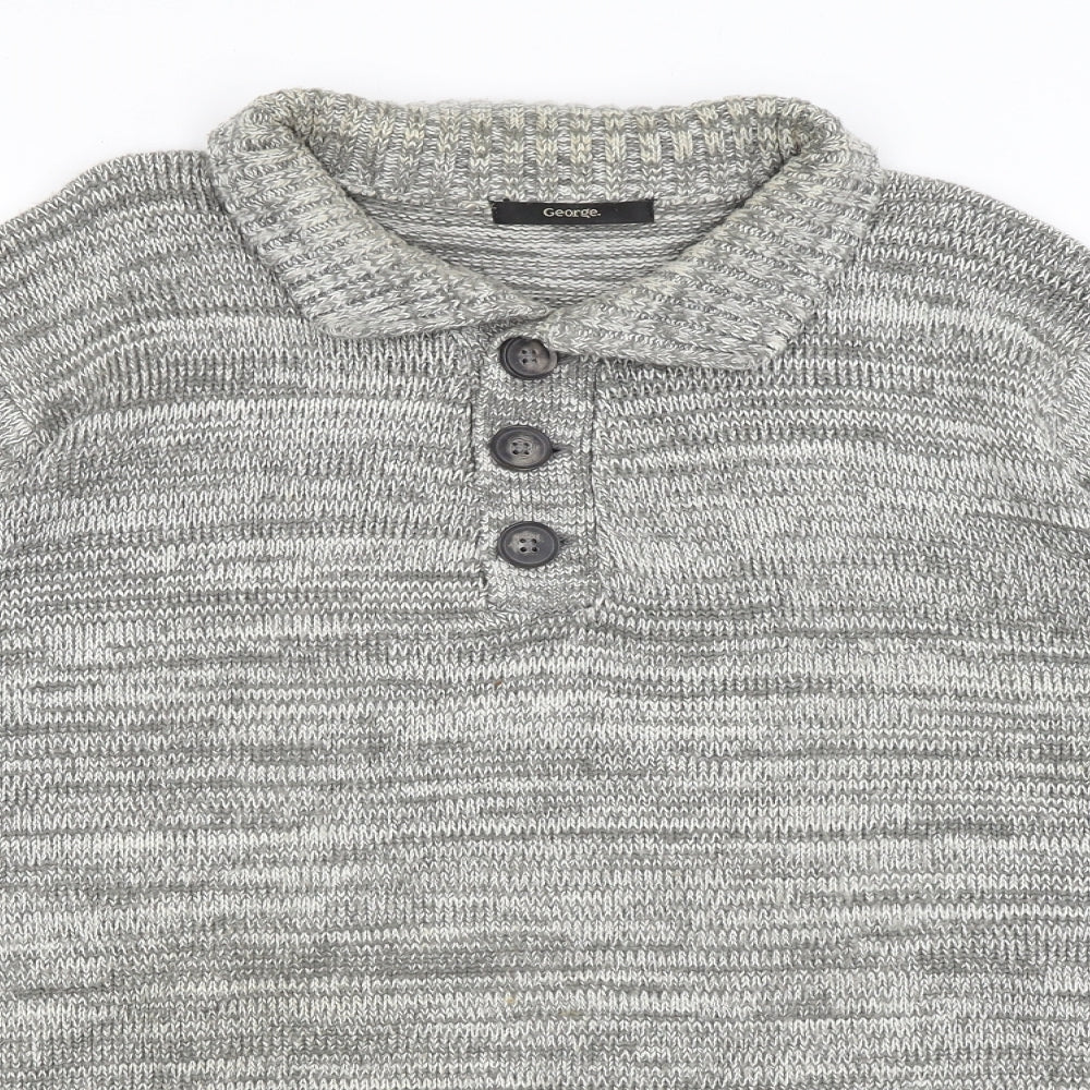 George Mens Grey   Henley Jumper Size L