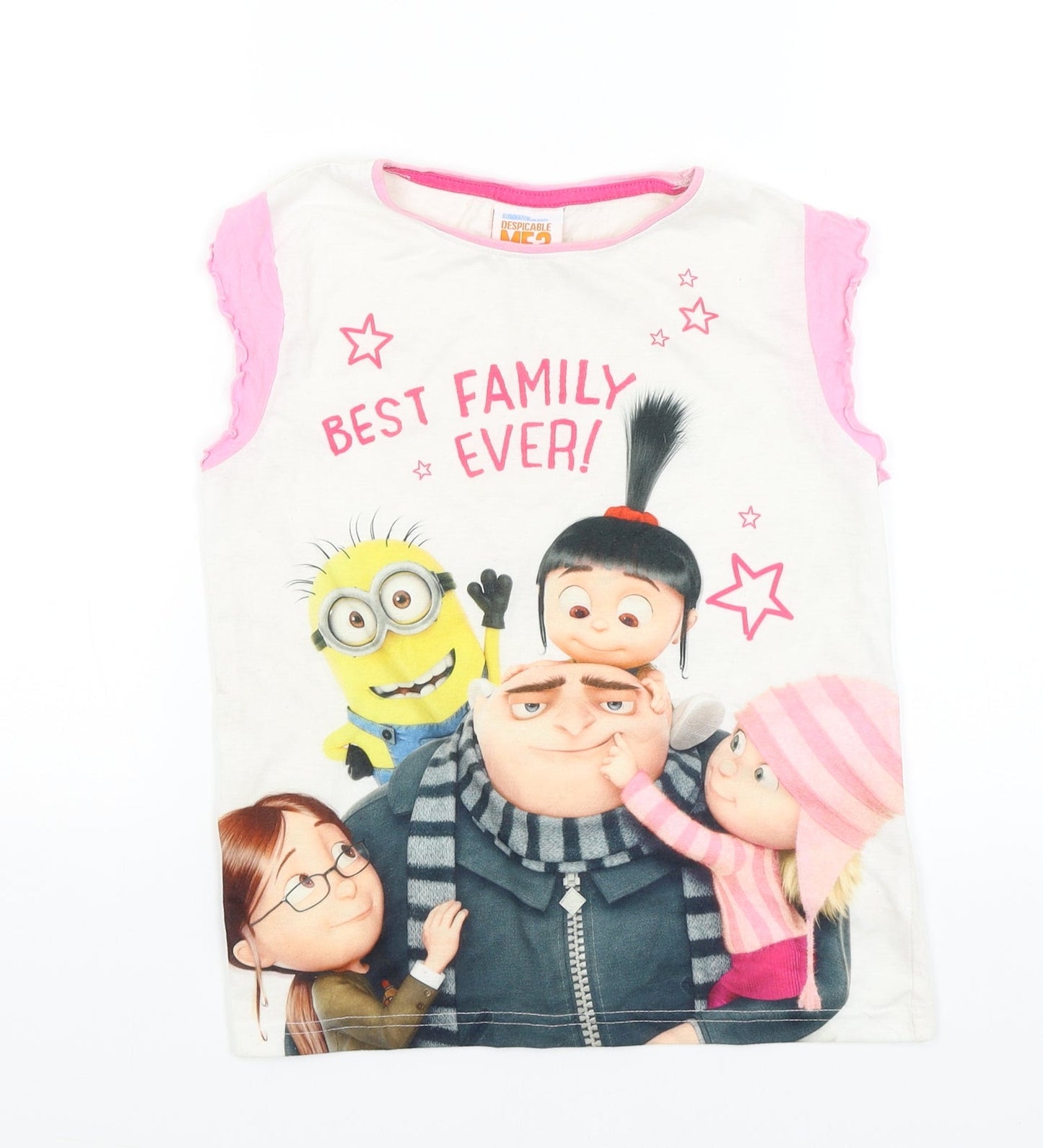 Lilly & Dan Girls White   Basic T-Shirt Size 9-10 Years  - Despicable Me 3