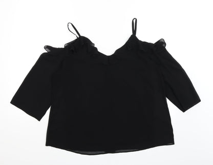 Womens UK Size M Wallis Black Basic Blouse