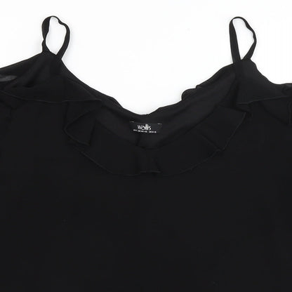 Womens UK Size M Wallis Black Basic Blouse