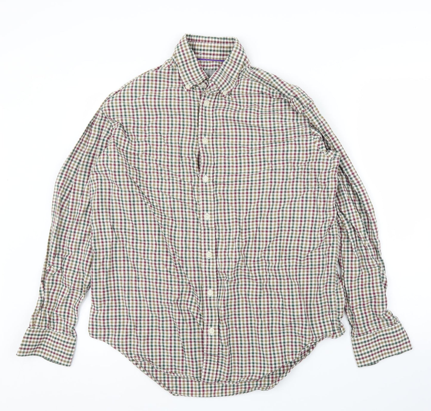 Mens UK Size 16 John Lewis Beige  Button-Up Long Sleeve Casual Shirt