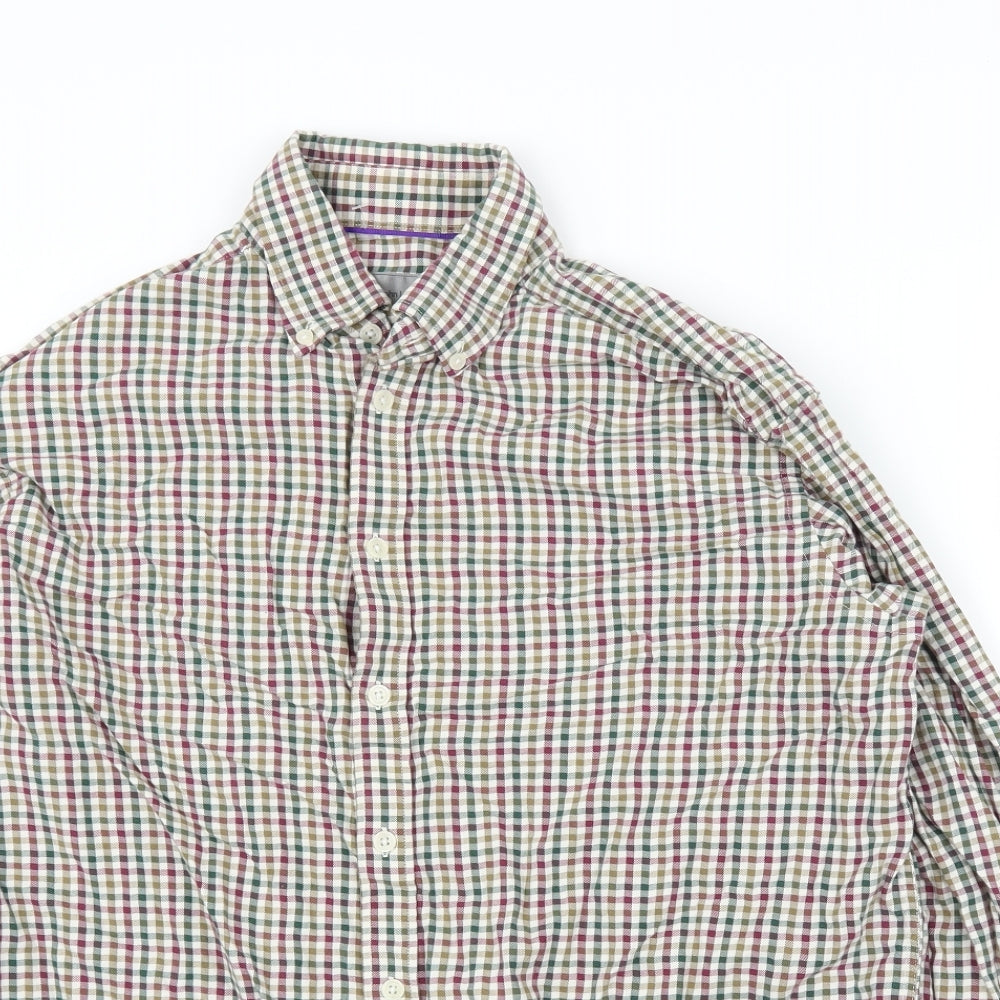 Mens UK Size 16 John Lewis Beige  Button-Up Long Sleeve Casual Shirt