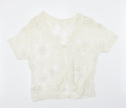 Womens UK Size M Preworn White Cardigan Jumper