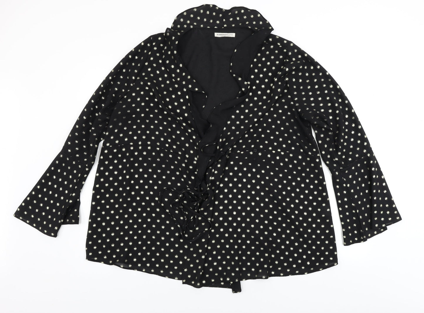 glamarous  Womens Black Polka Dot  Basic Blouse Size 14