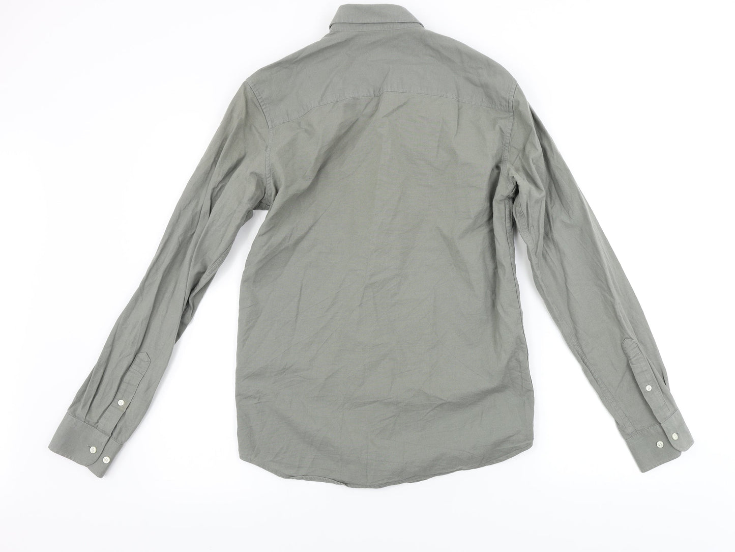 Mens UK Size S Premium Grey  Button-Up Long Sleeve Casual Shirt