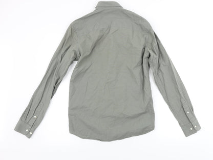 Mens UK Size S Premium Grey  Button-Up Long Sleeve Casual Shirt