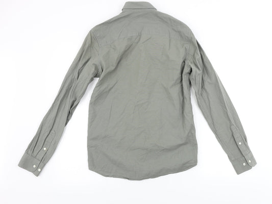 Mens UK Size S Premium Grey  Button-Up Long Sleeve Casual Shirt