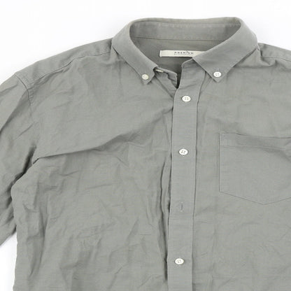 Mens UK Size S Premium Grey  Button-Up Long Sleeve Casual Shirt