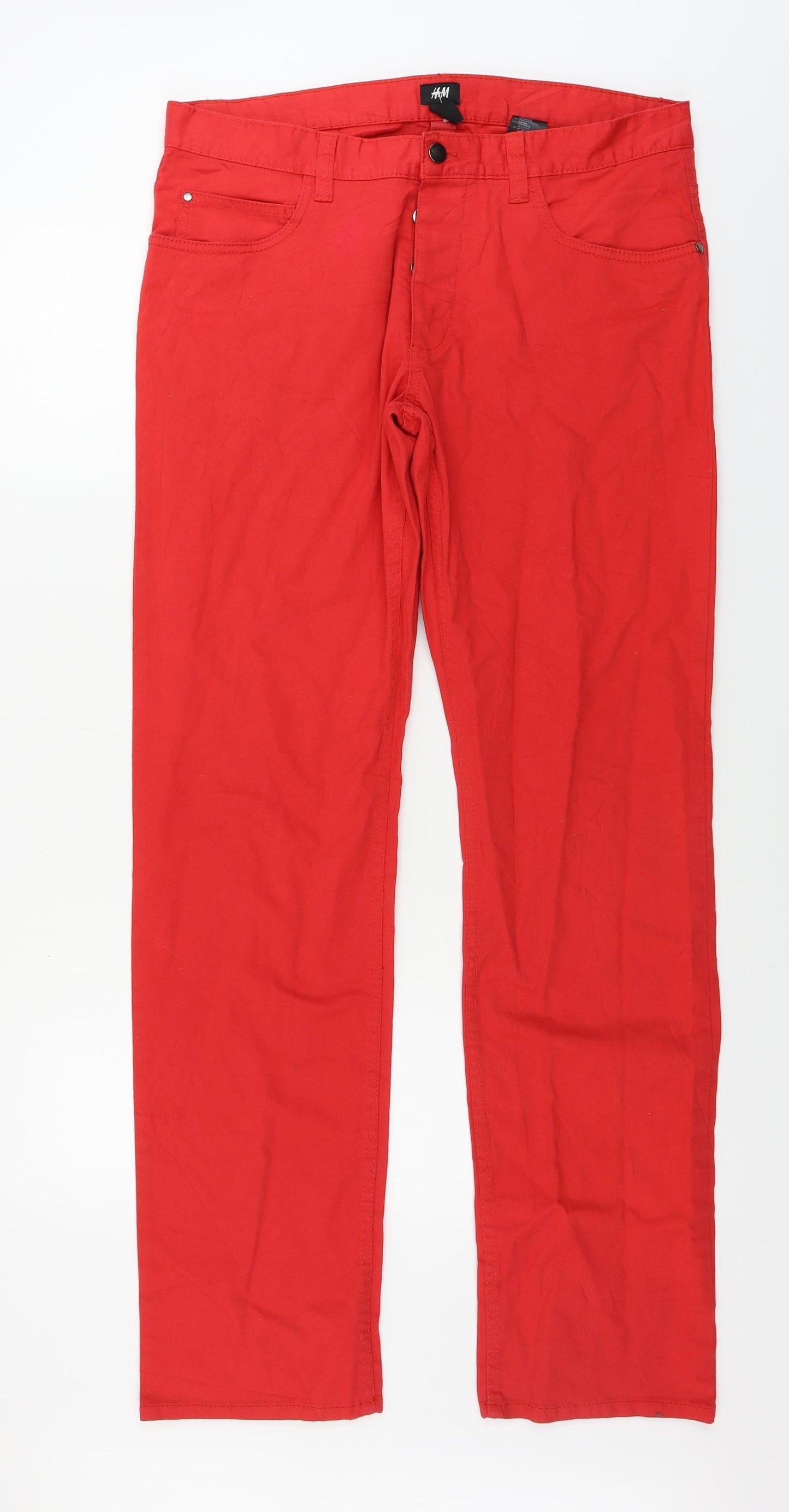 Womens UK Size 34 in H&M Regular Fit  Red Trousers