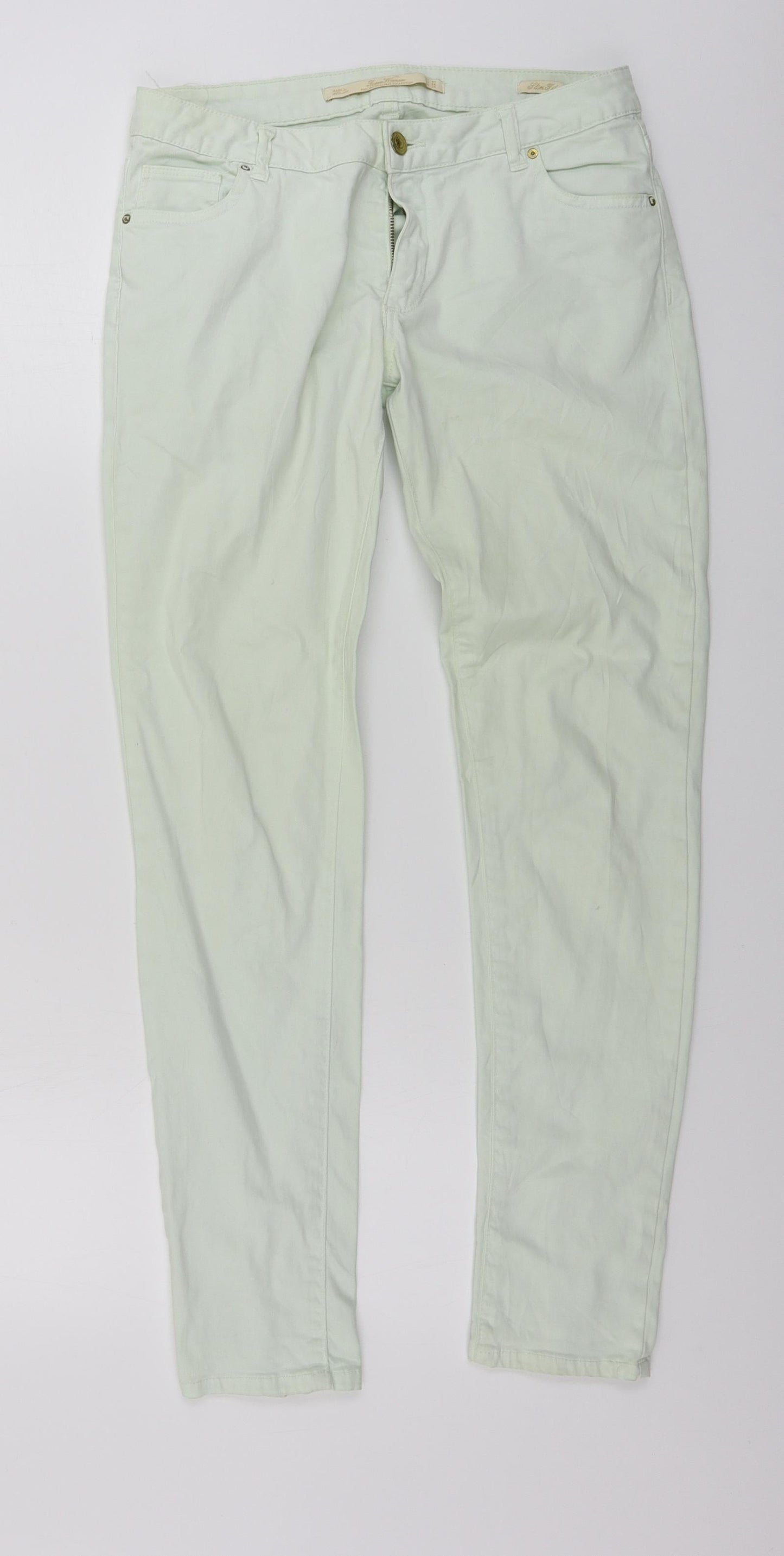 Womens UK Size 28 in Preworn Regular Fit Straight Green Jeans
