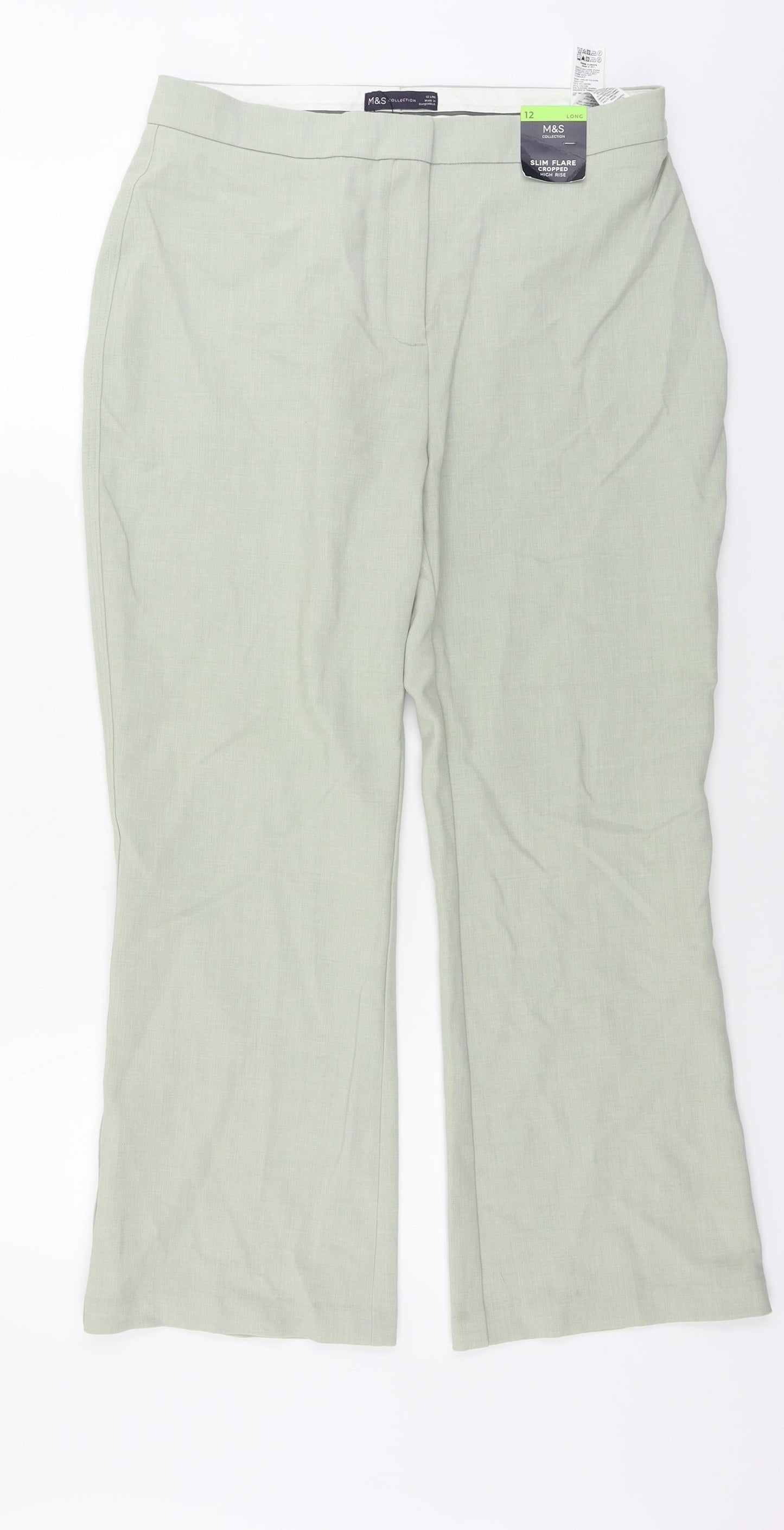 Womens UK Size 12 Marks and Spencer Regular Fit  Green Trousers