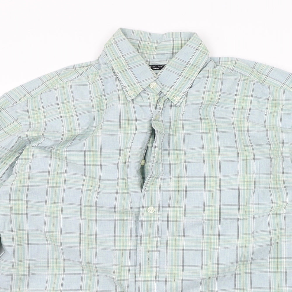 st Michael Mens Green Check   Button-Up Size M