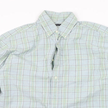 st Michael Mens Green Check   Button-Up Size M